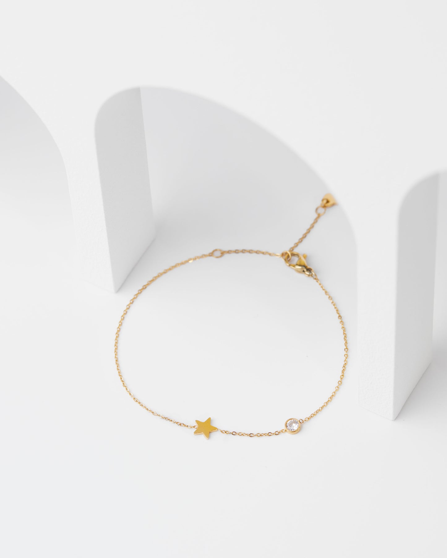 Gold Star Bracelet with Cubic Zirconia