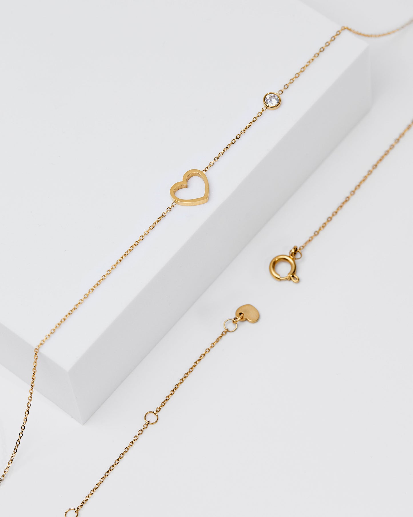 Gold Heart Necklace with Cubic Zirconia