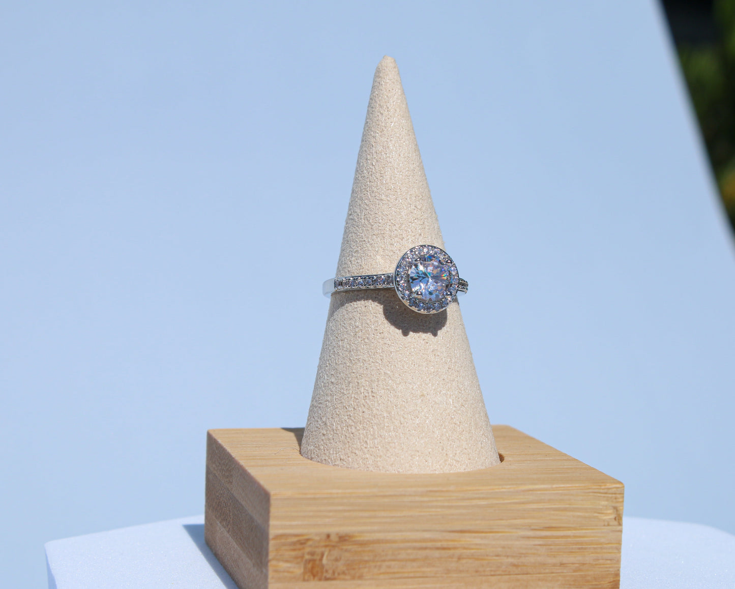 Halo Round Diamond CZ Ring