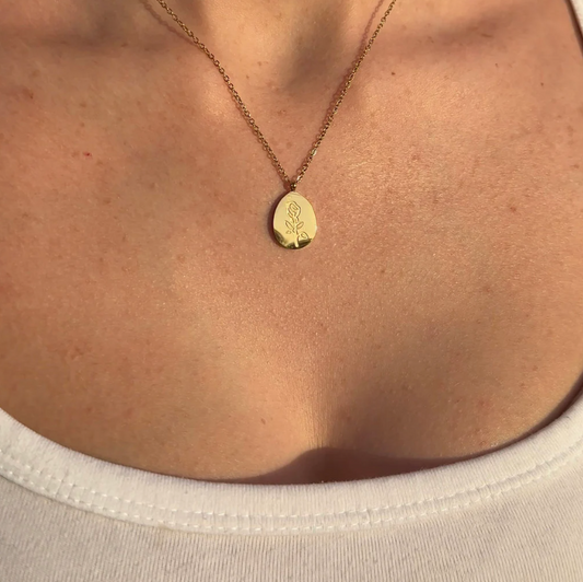 Gold Rose Pendant Necklace