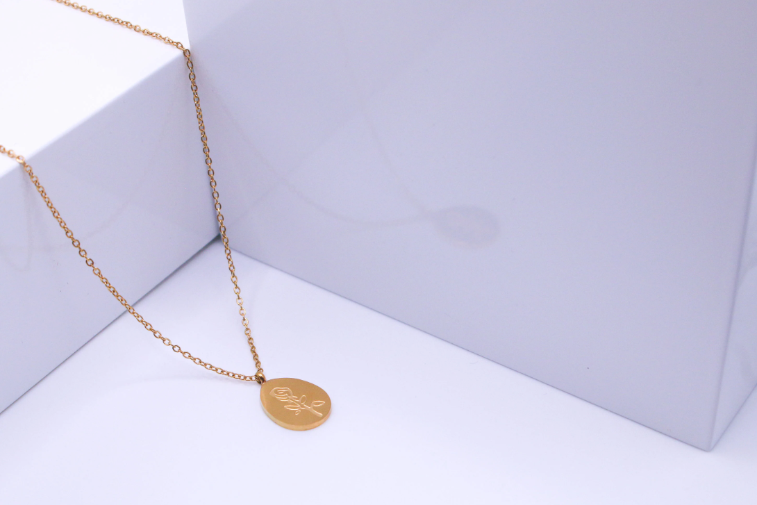 Gold Rose Pendant Necklace