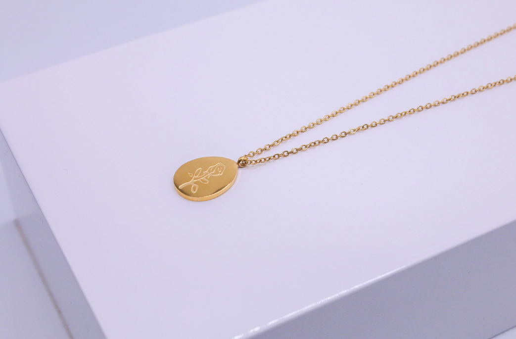 Gold Rose Pendant Necklace