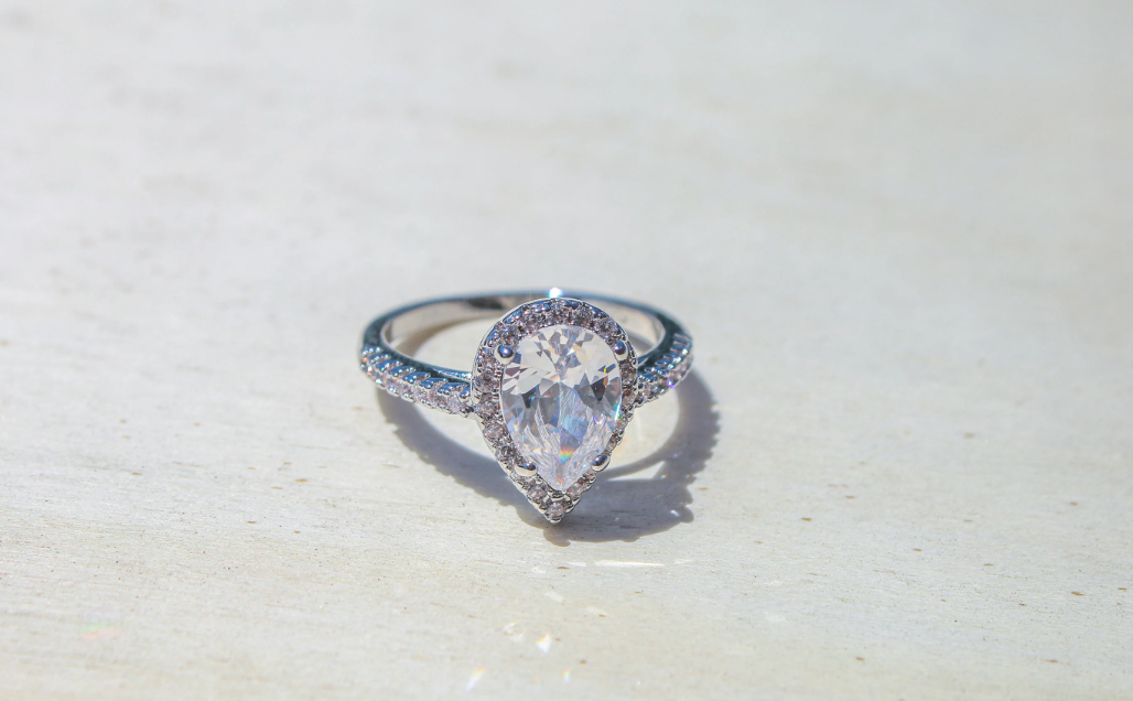 Pear Shape Diamond CZ Ring