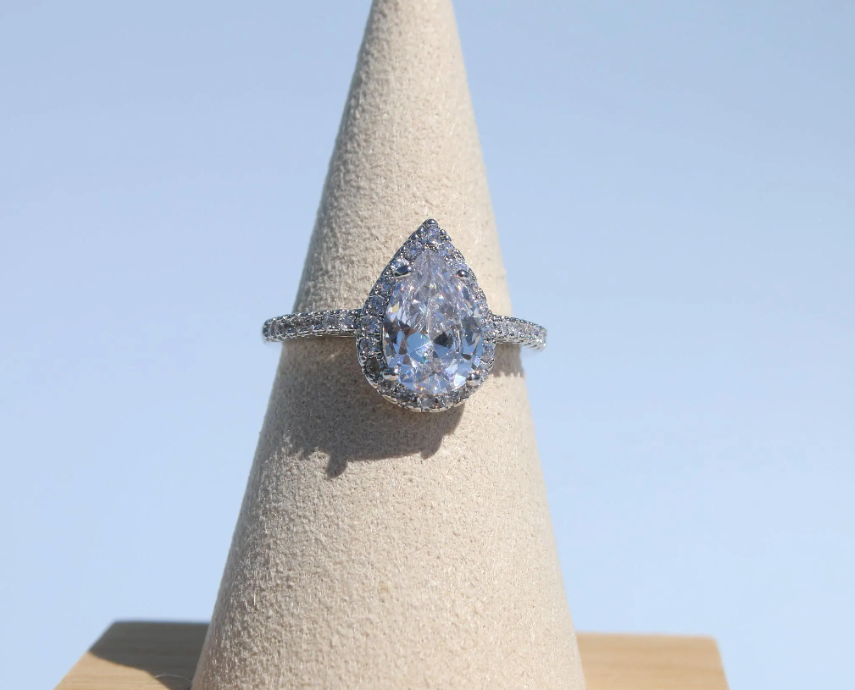 Pear Shape Diamond CZ Ring